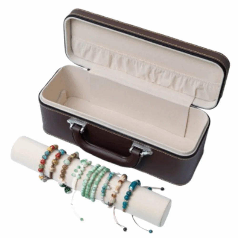 

Vintage Watch Display Box PU Leather with Handle Bracelet Storage Boxes Shockproof Durable Bracelet Carrying Case