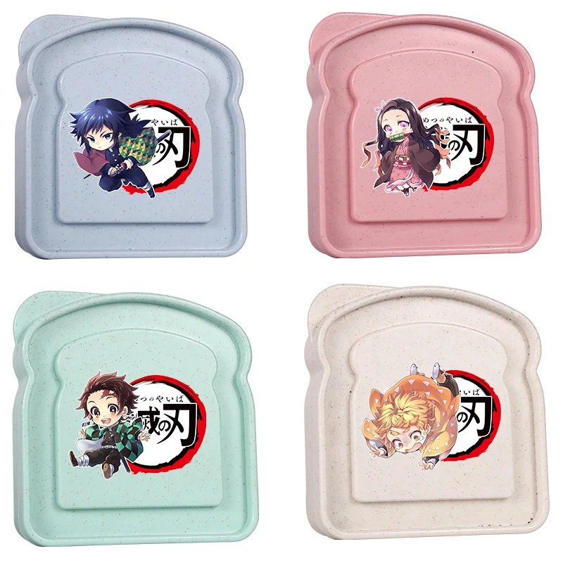 

Demon Slayer Sandwich Containers Anime Cute Print Lunch Box Storage Box Portable Food Storage Case Reusable Microwave Lunch Case