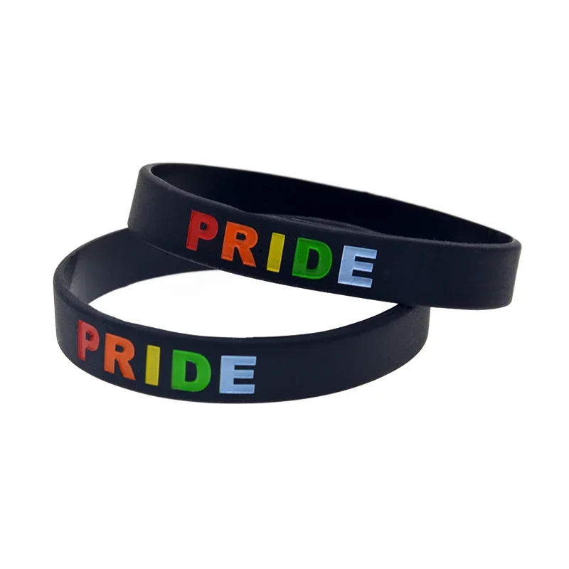 50 Pcs Pride Silicone Rubber Wristband Inspirational Bracelet Debossed Printed Sport Band Fashion No Gender Gifts Bangle