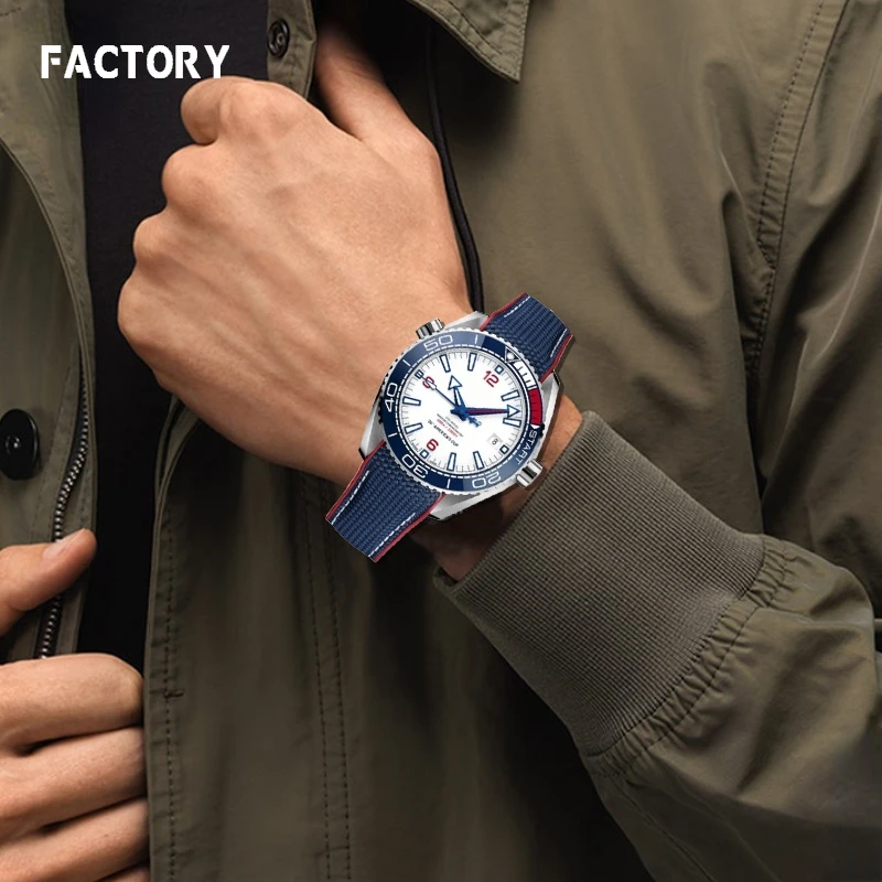 Extremo curvo 20m 22mm para Omega 300 SEAMASTER 600 PLANET OCEAN correa de nailon de silicona hebilla plegable accesorios de pulsera de reloj