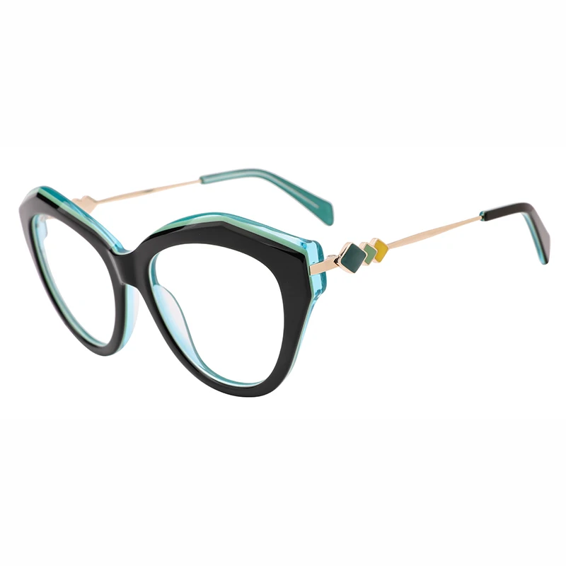 

Unisex Cool Kid Acetate Flat Rectangle Eyeglasses with Dotted Nose Bridge Thick Frame Optical Prescription Lens WD4278