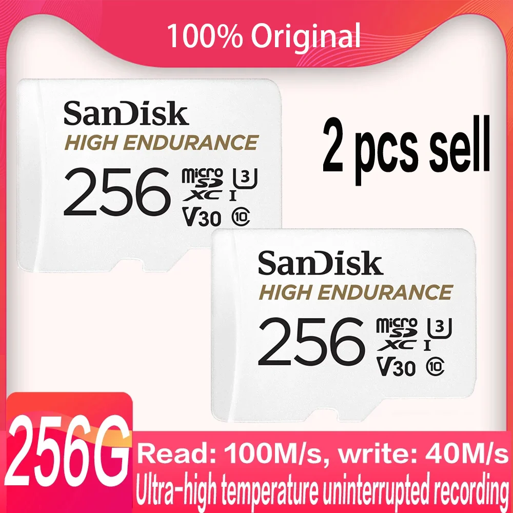 HIGH ENDURANCE micro SD 2 pcs sell Memory Card Video 256GB 128GB 64GB 32GB micro SDHC/XC read Speed Up to 100M/s C10 U3 V30 4K