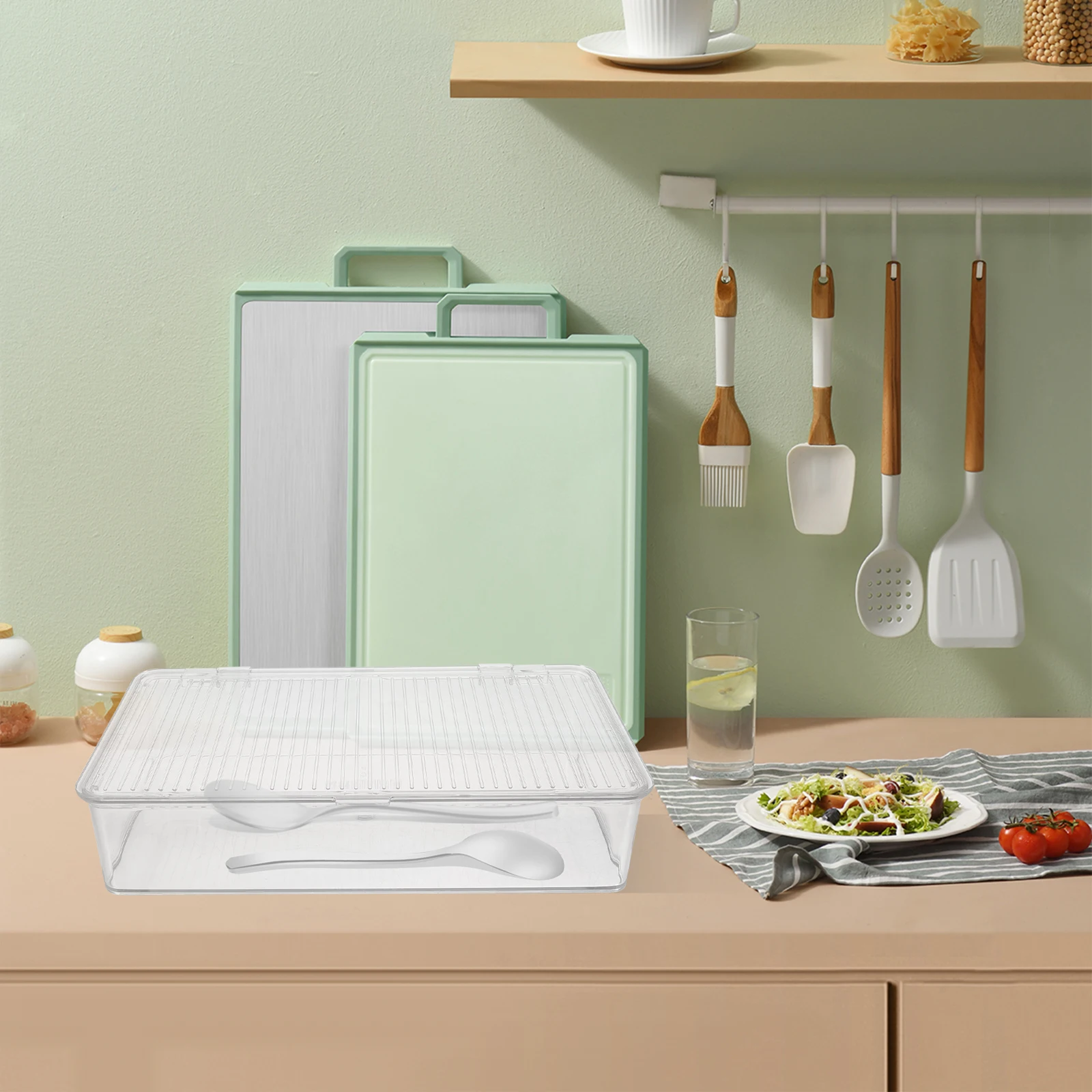 

Stackable Cutlery Organizer Clear Utensil Holder Kitchen Storage Box Countertop Tableware Container Dust-Proof Fork Knife