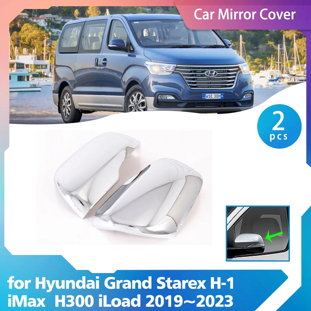 

Car Mirror Cover for Hyundai Grand Starex H-1 iMax H300 iLoad 2019~2023 Chrome Carbon Fiber Rearview Trim Sticker Accessories