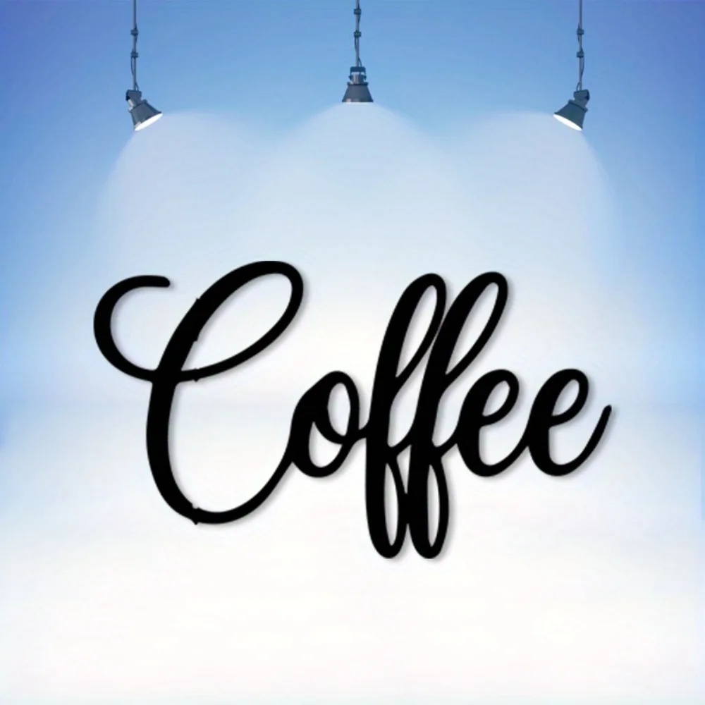 1pc Rustproof Iron Coffee Bean Wall Art, Vintage Cursive Script Metal Decor for Cafe, Bar, Kitchen