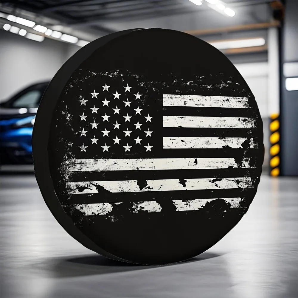 

Чехол для запасного колеса с изображением американского флага, износостойкий, из полиэстера, патриотический, аксессуар для Jeep Wrangler