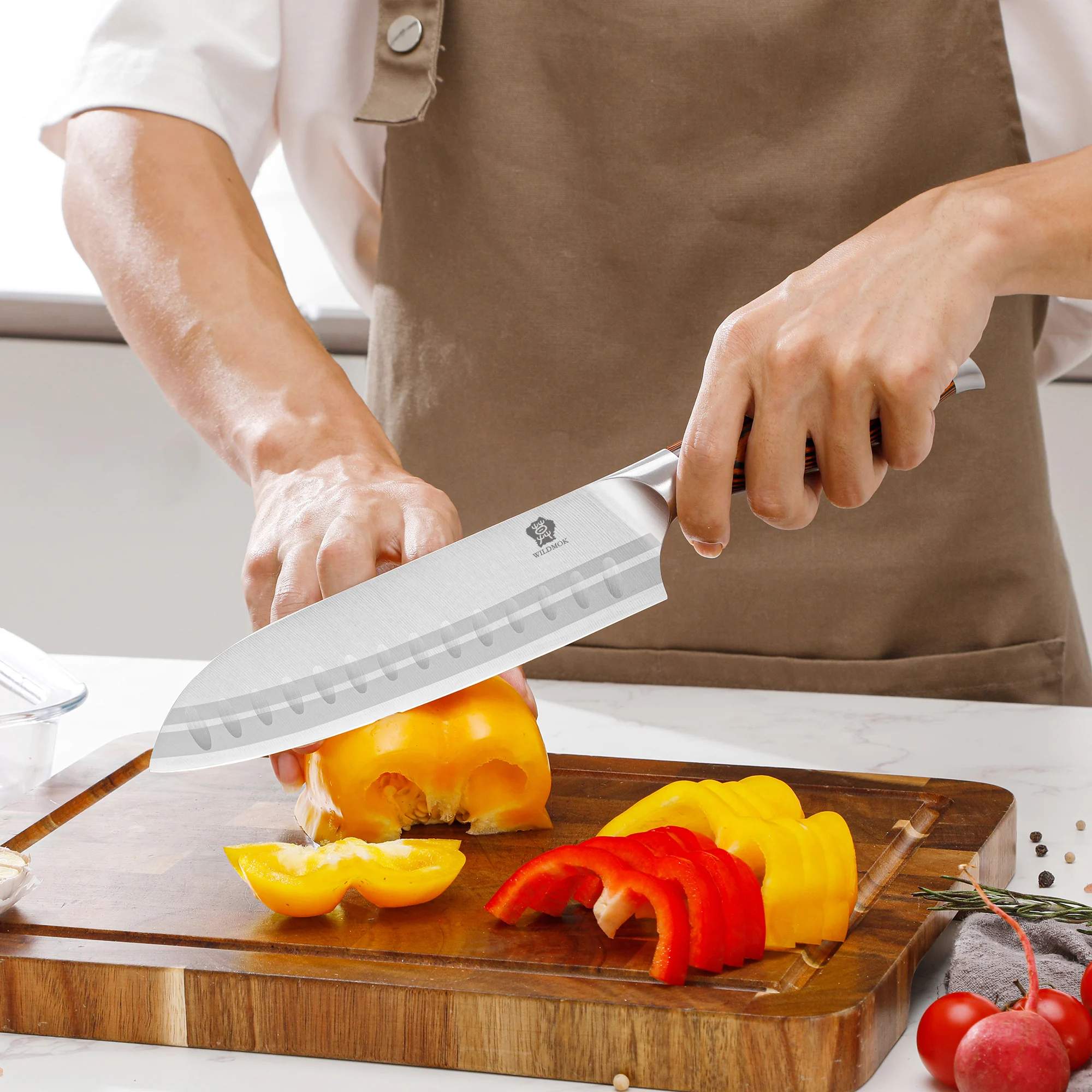 WILDMOK 2PCS German 1.4116 Steel Suitable Kitchen Knives Set For Kitchen Cooking Cutting Meat Slice Chef Knife Set Kitchen Tools
