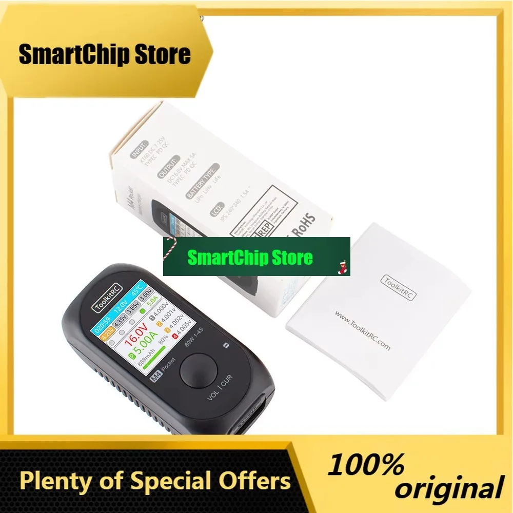 SmCpToolkitRC M4 Pocket DC 80W 5A XT30 XT60 Input USB-C Input/Output Charger For 1-4S LiPo Battery Quick Charger Function