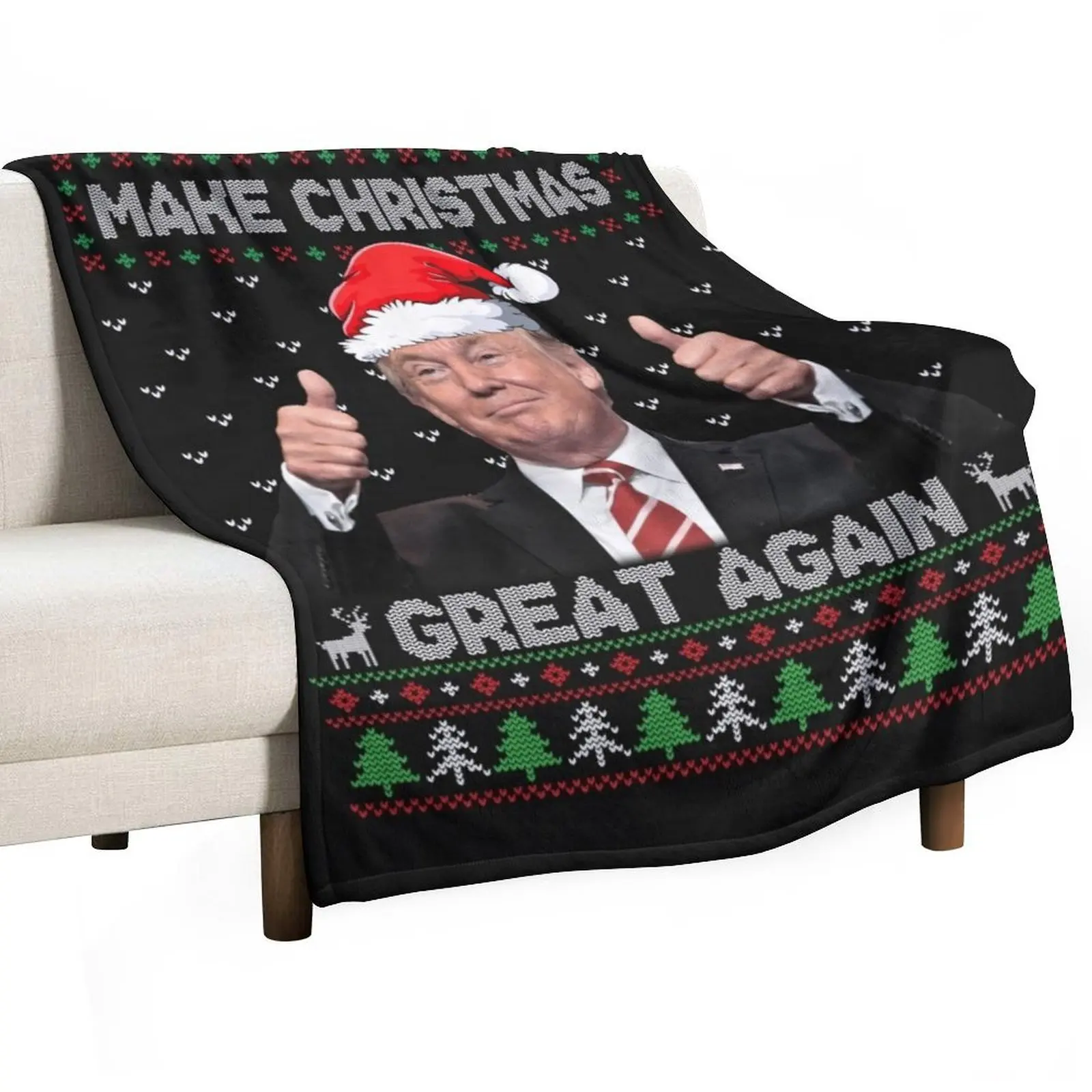 Funny Trump Make Christmas Great Again Ugly Sweater Xmas T Shirt Throw Blanket Warm Summer for sofa Blankets For Sofas Blankets