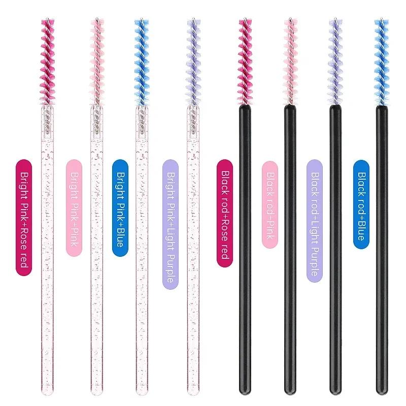 50 Uds cepillo de pestañas desechable maquillaje de cejas de cristal microcepillo mango de diamante varita aplicadora herramienta de extensión de pestañas