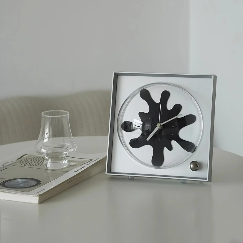 

Vintage Desktop Clock Ornament, Black Floral Clock Art, Desktop Decoration, High-end Gift