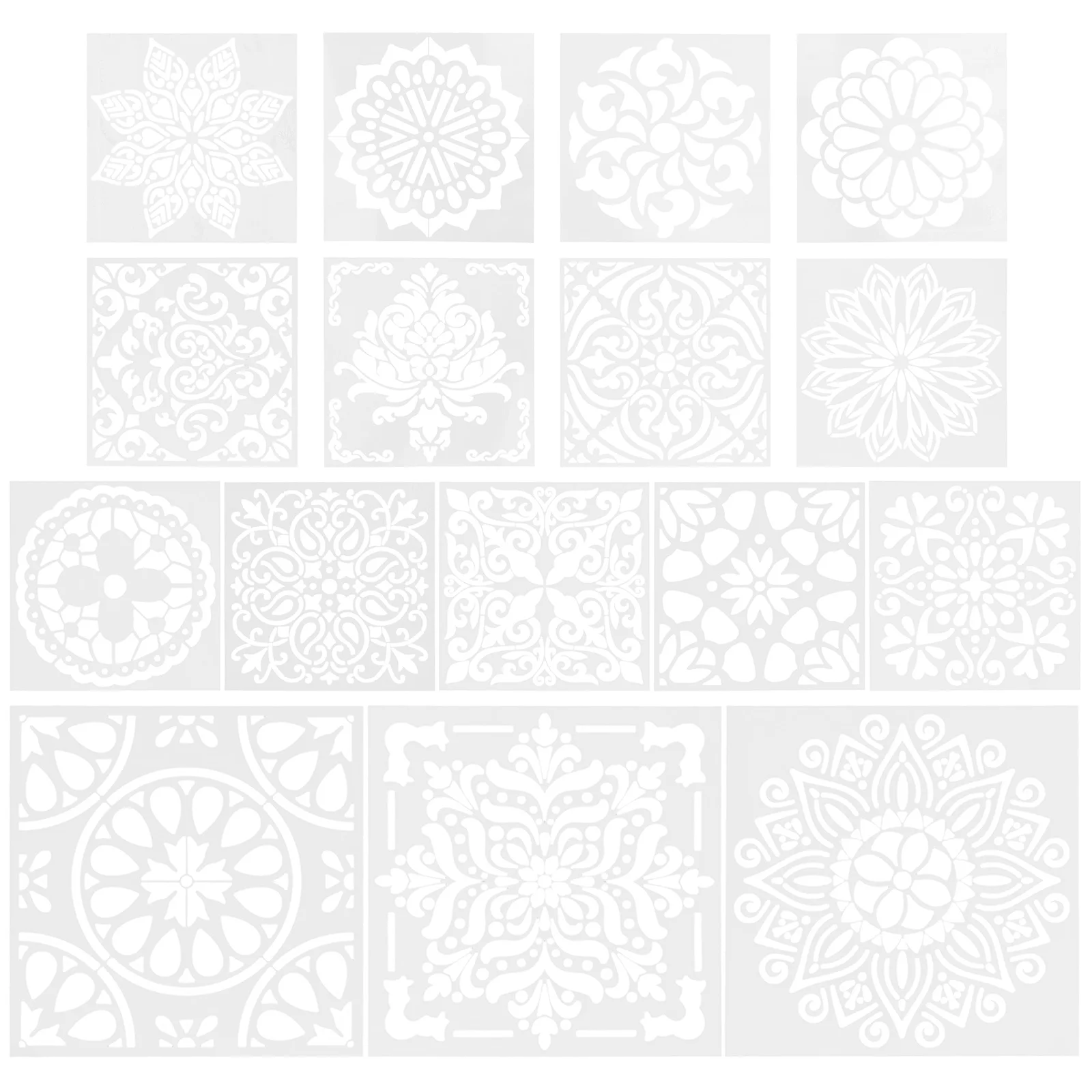 

16 Pcs Mandala Flower Templates Painting Wall Supplies Spray Stencil Bag Stencils