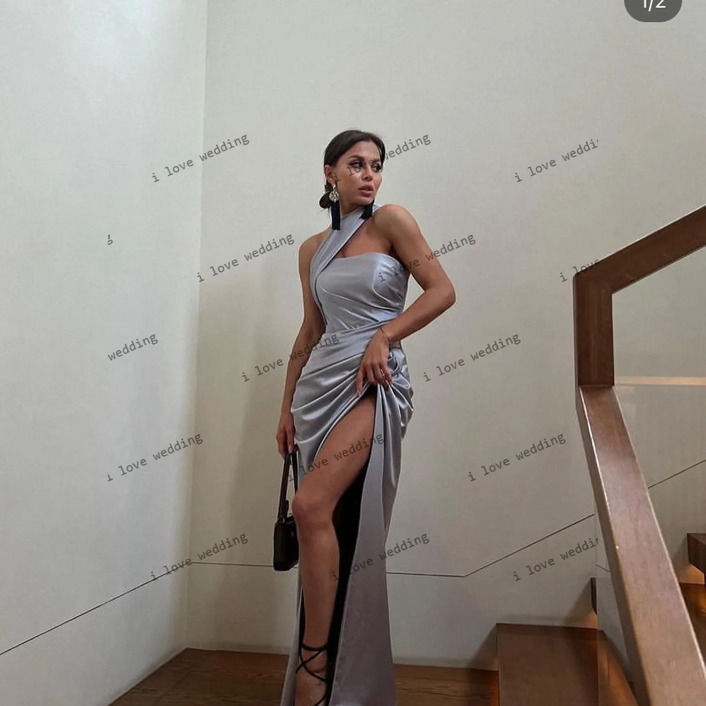 One Shoulder Bridesmaid Dresses 2025 Elegant Purple Wedding Party Dress For Woman Ruched Mermaid Evening Dress Satin Customized