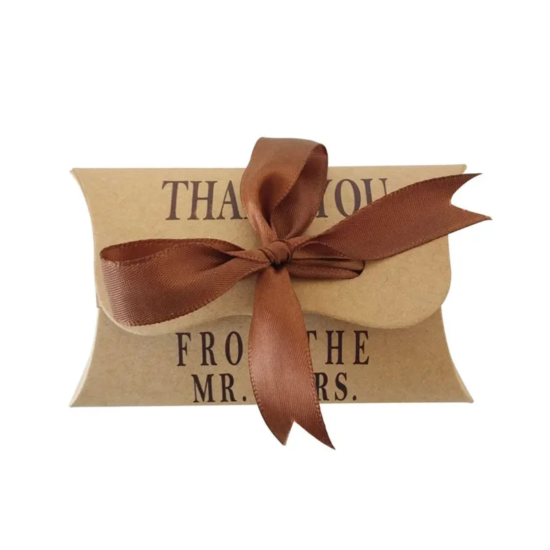 

50pcs/Lot Retro Kraft Paper Bags For Wedding Invite Gifts Creative Thank You Pack Of Flower Seed Gift Box Wholesale