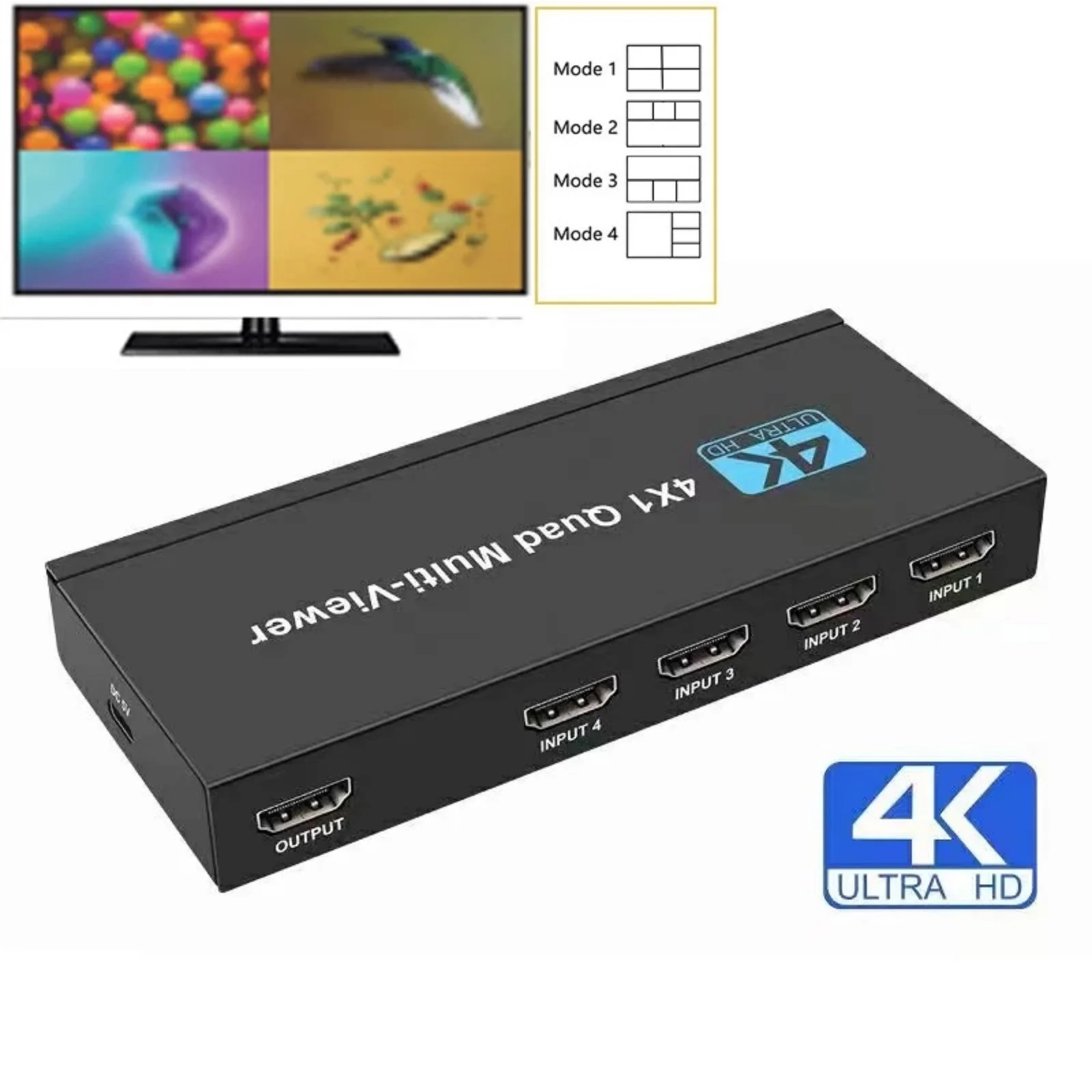 

4K HDMI-compatible 4x1 1080P Multi-Viewer Seamless Quad Screen Real Time Multi Viewer 4-in-1 Seamless Switcher With Remote