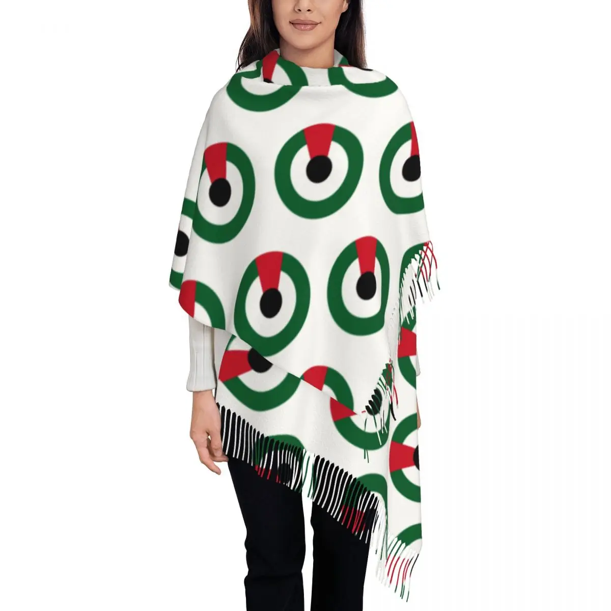 Custom Ladies Long Roundel Of The United Arab Emirates Air Force Scarves Women Winter Fall Thick Warm Tassel Shawl Wraps Scarf