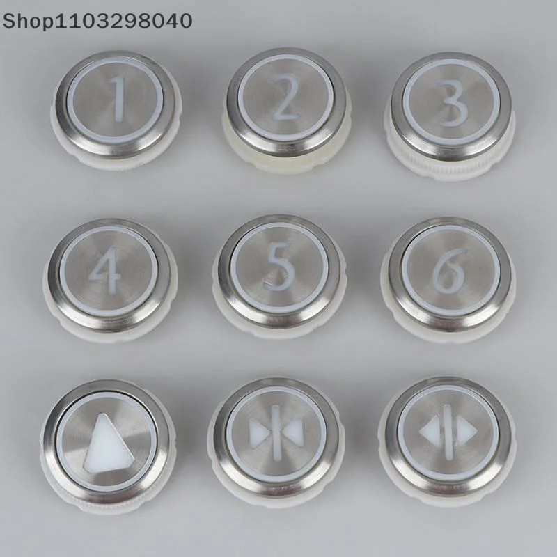 1 PCS Elevator Button Set for Round Stainless Steel Elevators, Including Digital Buttons 1–6, Up Button, and On/Off Button