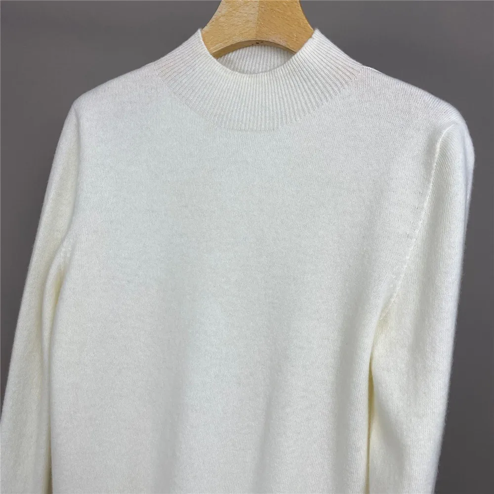 الخريف والشتاء المرأة الجديدة شبه عالية الرقبة بلون الصوف الكشمير محبوك المألوف عارضة السترة #1