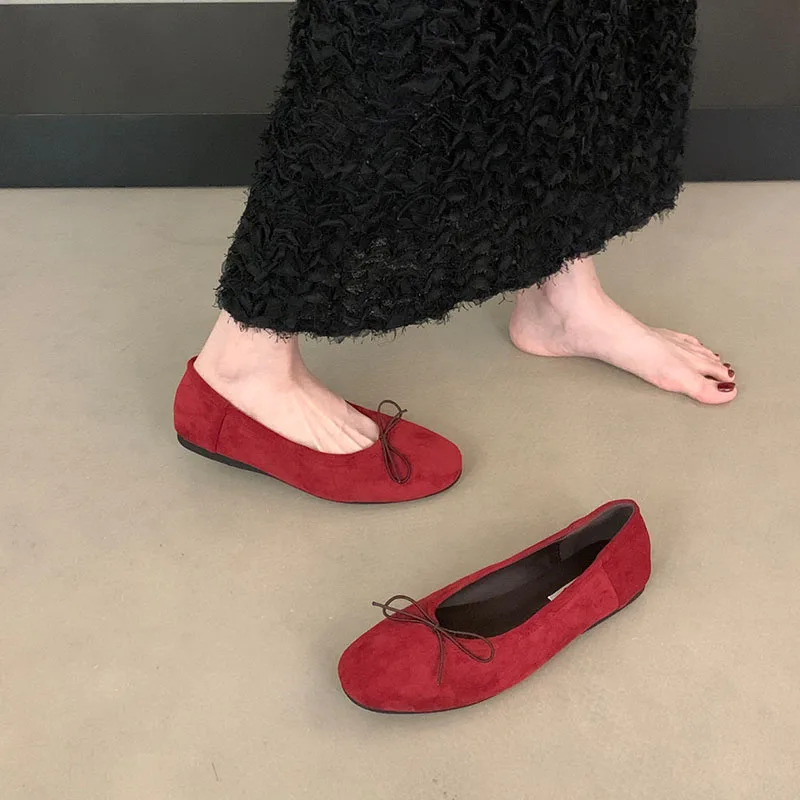 Neue modische Ballerinas mit Schmetterlingsknoten für Damen, flache Schuhe, lässige Ballerinas mit runder Spitze, flache, weiche Damen-Slipper. – Detail 9