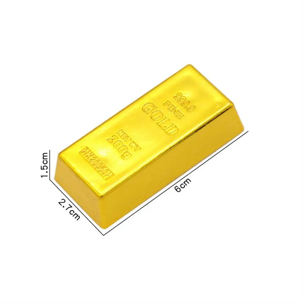 Acessório de escritório simulação falsa barra de ouro brilhante peso de papel tijolo dourado porta parar filme prop bullion bar mesa de escritório