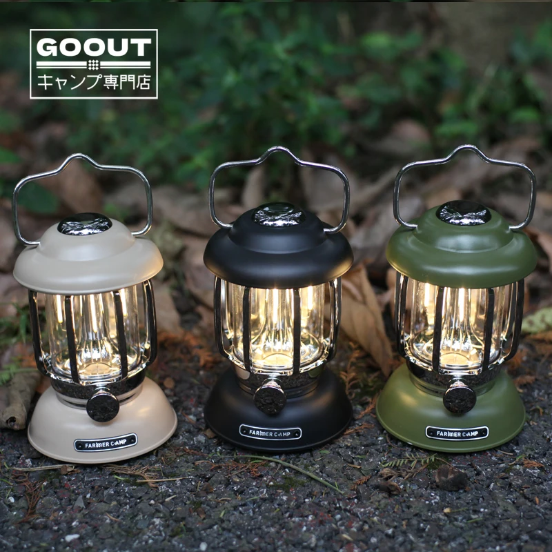 American Classic Retro Outdoor Exquisite Camping High brightness LED Charging Warm Light Waterproof Lighting Tent Forest Lantern