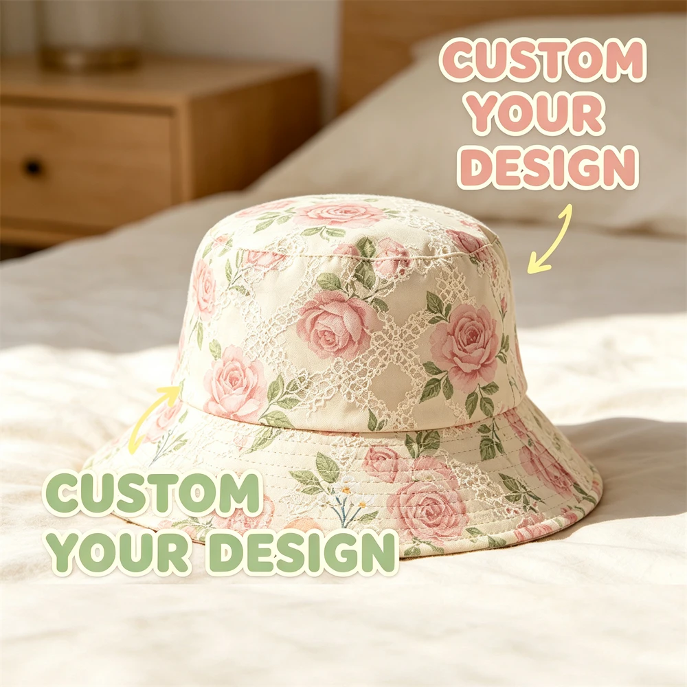 Custom Bucket Hat, Personalized Pattern Print, Customizable Image & Text Outdoor Sun Protection Versatile Gift Cap