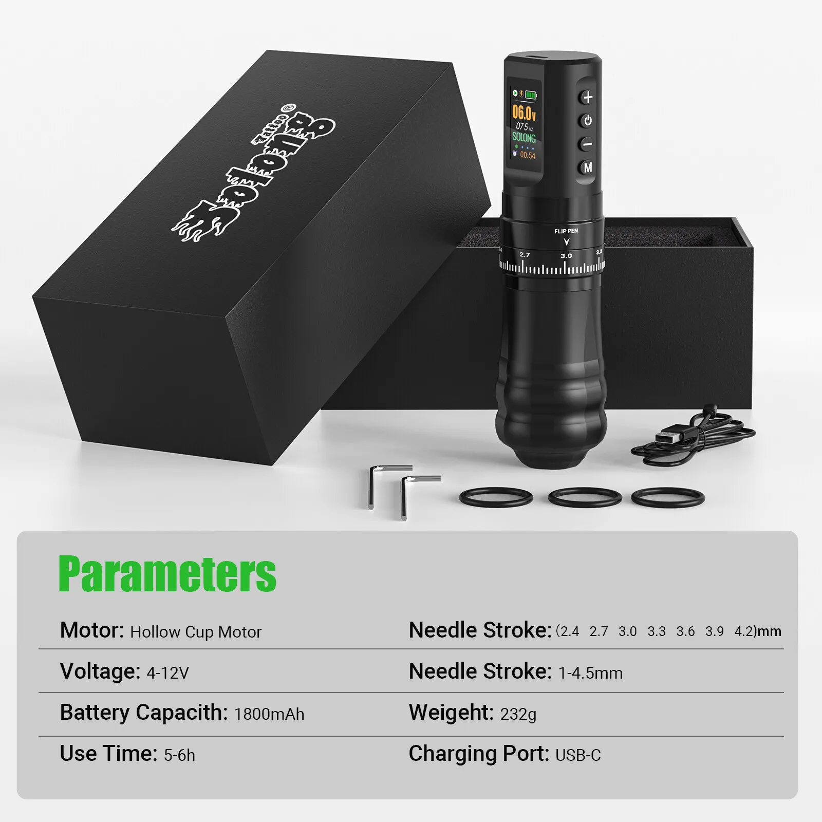 Tattoo Pen with Wireless Power Adjustable Stroke Tattoo Machine with Digital LED Display Tattoo Pen Tattoo Supplies for Artist