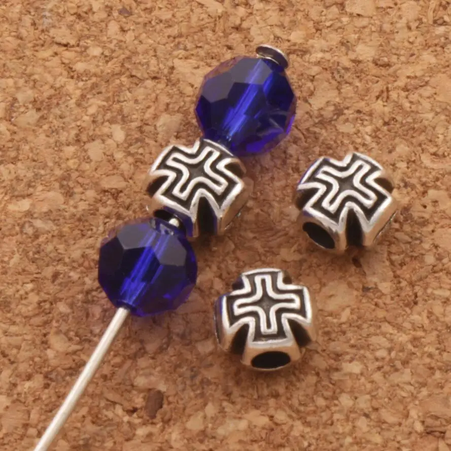 Hollow Cross Engraved Beads 6.2X5.9mm 60PCS Zinc Alloy Christian Spacer L1766 Fashion Jewelry Findings Components