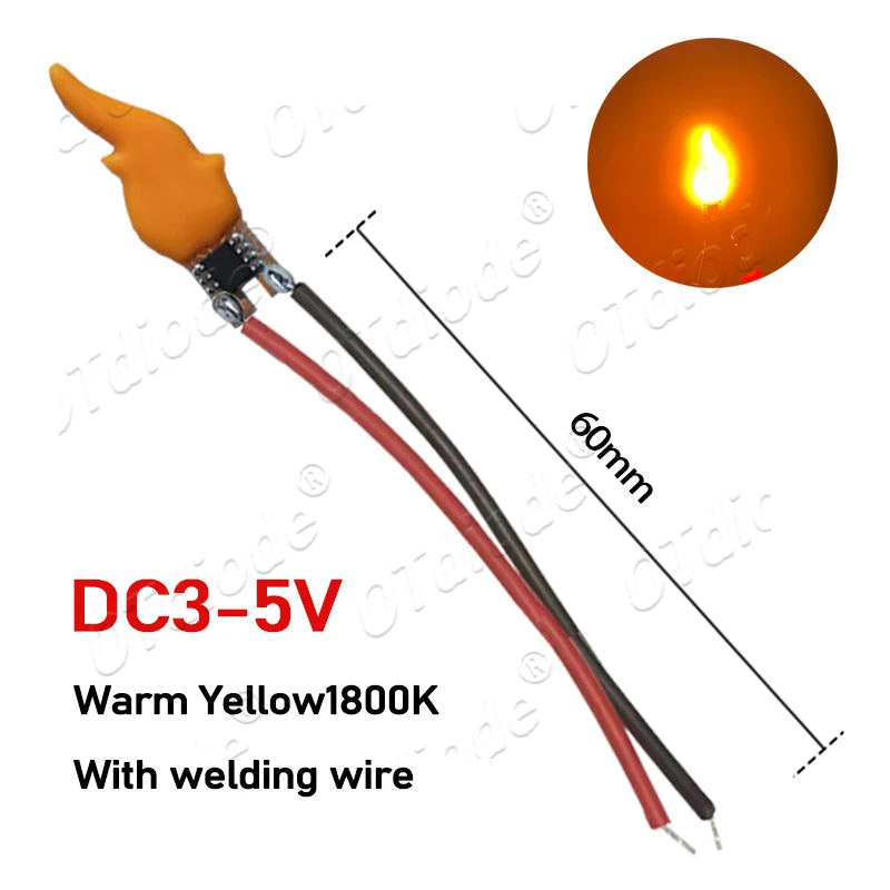 LED 3v 5v Flashing Candle Lights COB LEDs Flame Lights 1800K DC3-5V Birthday Party Decoration Light Bulbs Diode Accessories DIY image 4