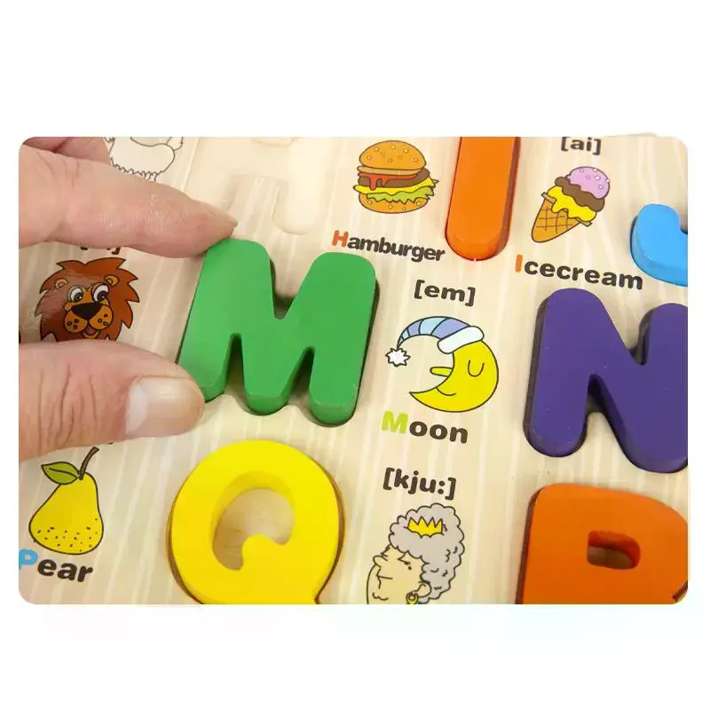 Montessori Toys Letter Numbers Wooden Puzzle Sorting Math Bricks Preschool Early Learning Educational Toys For Children