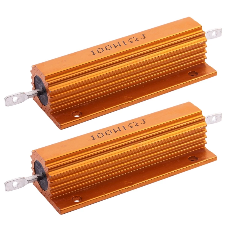 2X Gold Aluminum Clad Power Resistor Resistance 100W, 1 Ohm 1R