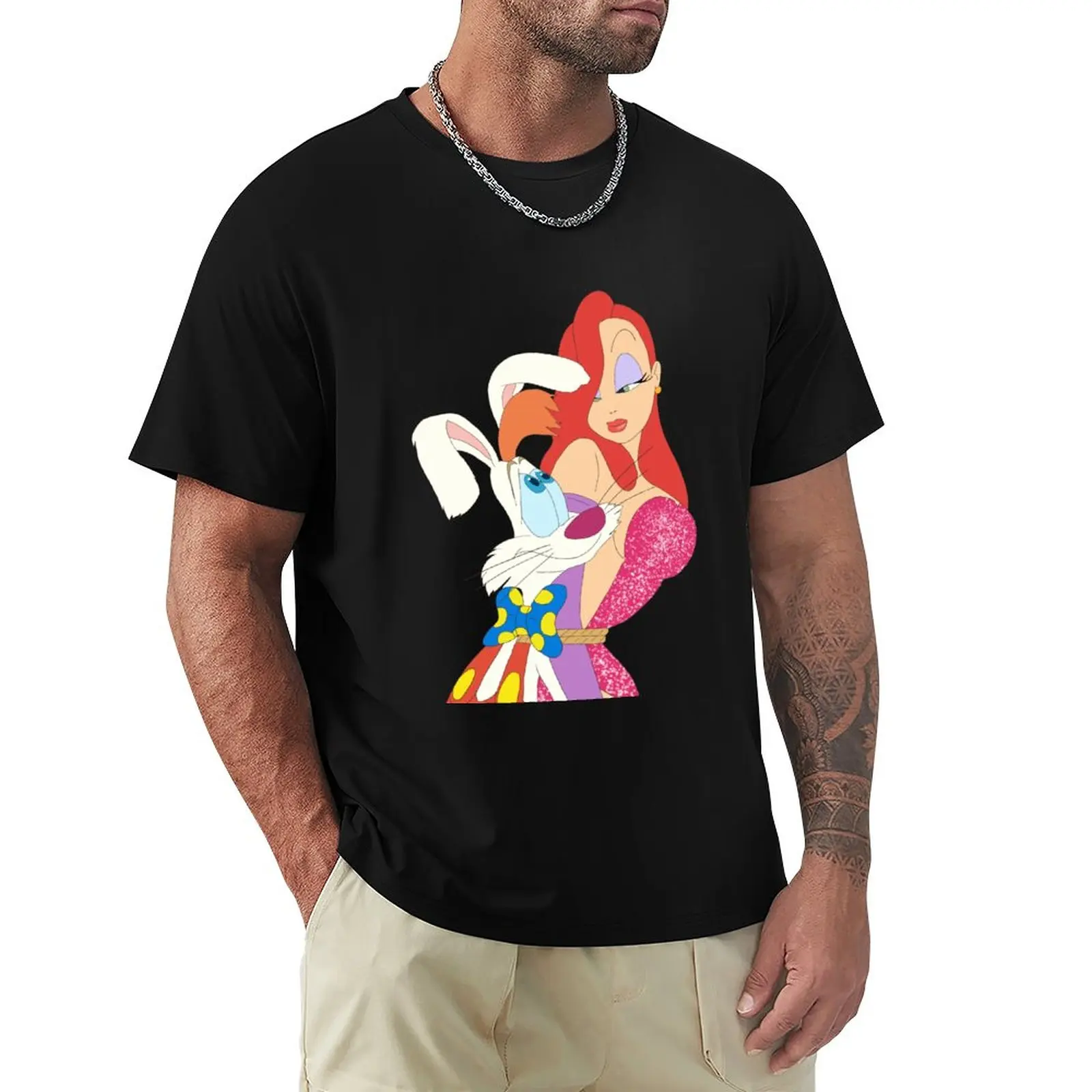 Roger and Jessica Rabbit T-Shirt vintage t shirt man clothes T-shirt for a boy black t-shirts for men