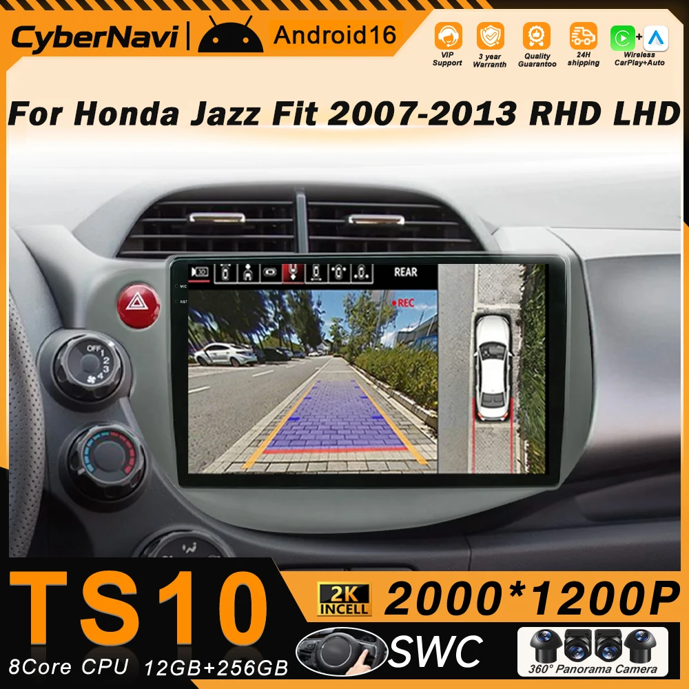 Android For Honda Fit Jazz Left 2007 - 2013 2din Carplay Multimidia Video Player Navigation GPS Head Unit QLED Screen Bluetooth