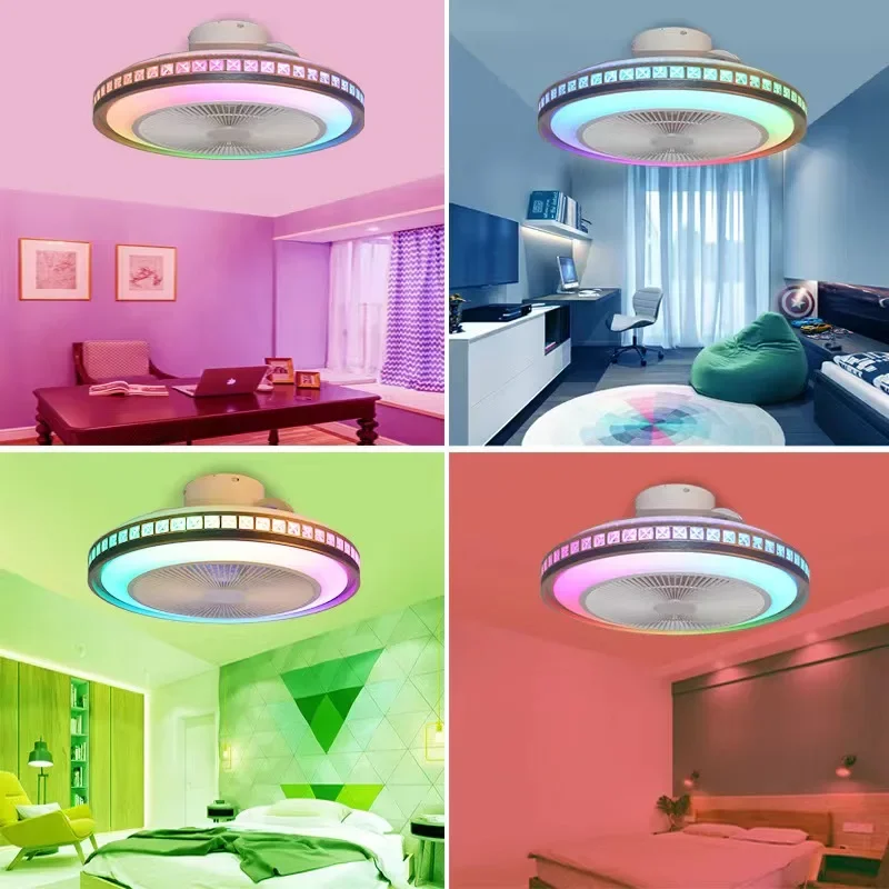 Imagem -02 - Luz de Tecto com Iluminação Rgb 50cm com Bluetooth Música Alto-falante Led Ventilador Velocidades Casa Sala de Estar Quarto com Controle Remoto