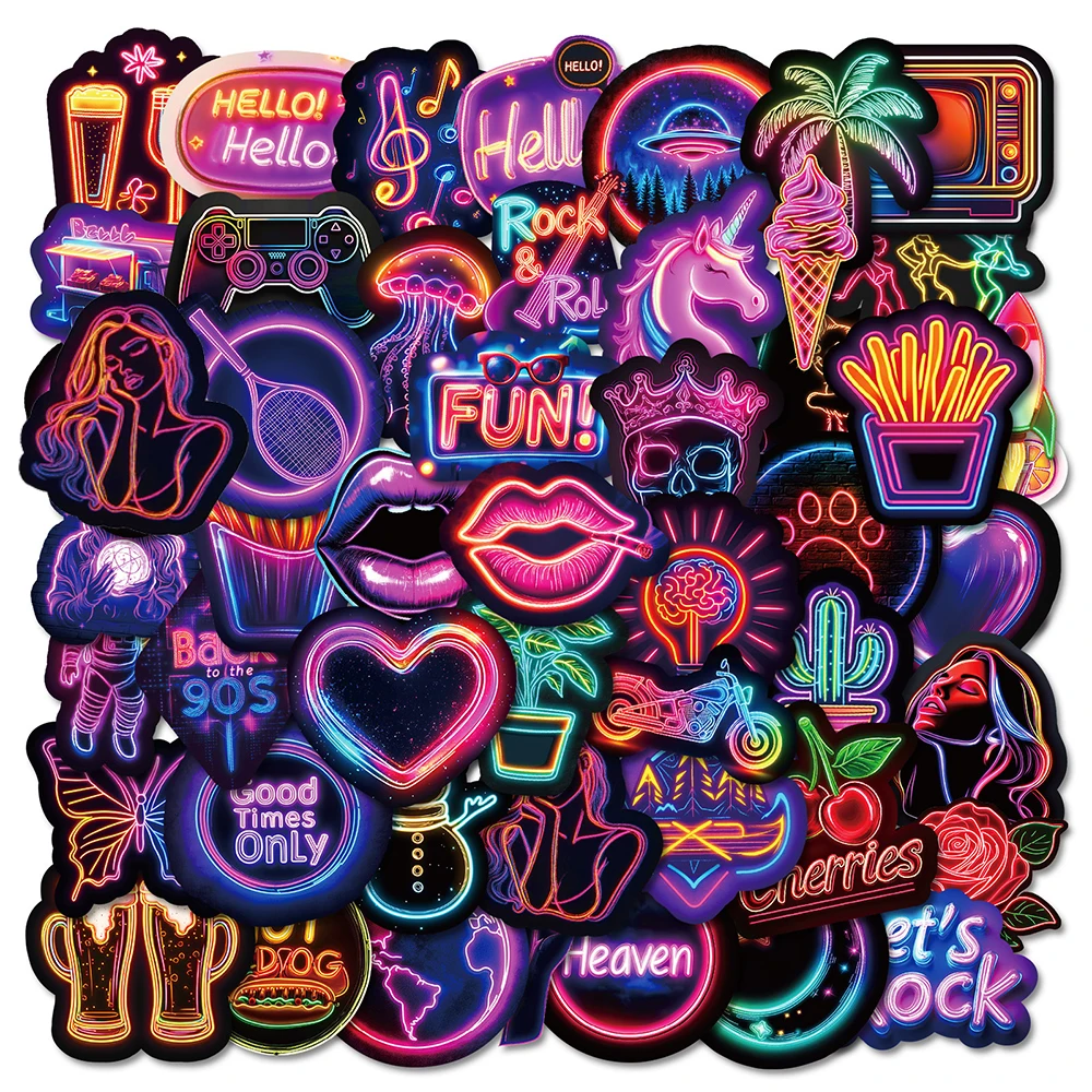 10/30/50 Stück Gemischte Neon-Graffiti-Stil Aufkleber Coole Cartoon-Sticker DIY Skateboard Scrapbook Gepäck Wasserdichte Ästhetische Aufkleber