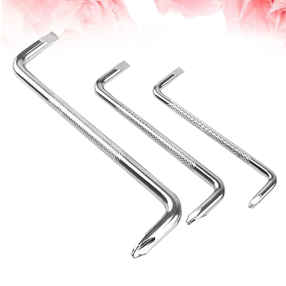 

3pcs Elbow Screwdriver Z Shape Metal Slot Cross Double Side Right Angle Carbon Steel Anti-Slip Durable For Tight Spaces Hand
