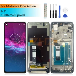 For Motorola One Action LCD Display Touch Screen Digitizer Assembly With Frame For Moto One Action Display Replacement Parts