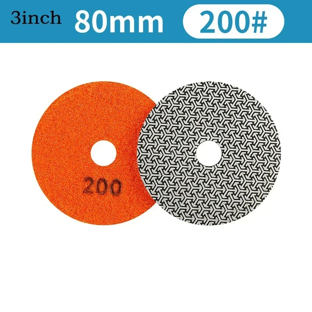 1pc 80mm 3inch Electroplated Diamond Sanding Pads 60-400 Grit Grinding Disc For Glass Granite Marble Tile Concrete Polishing