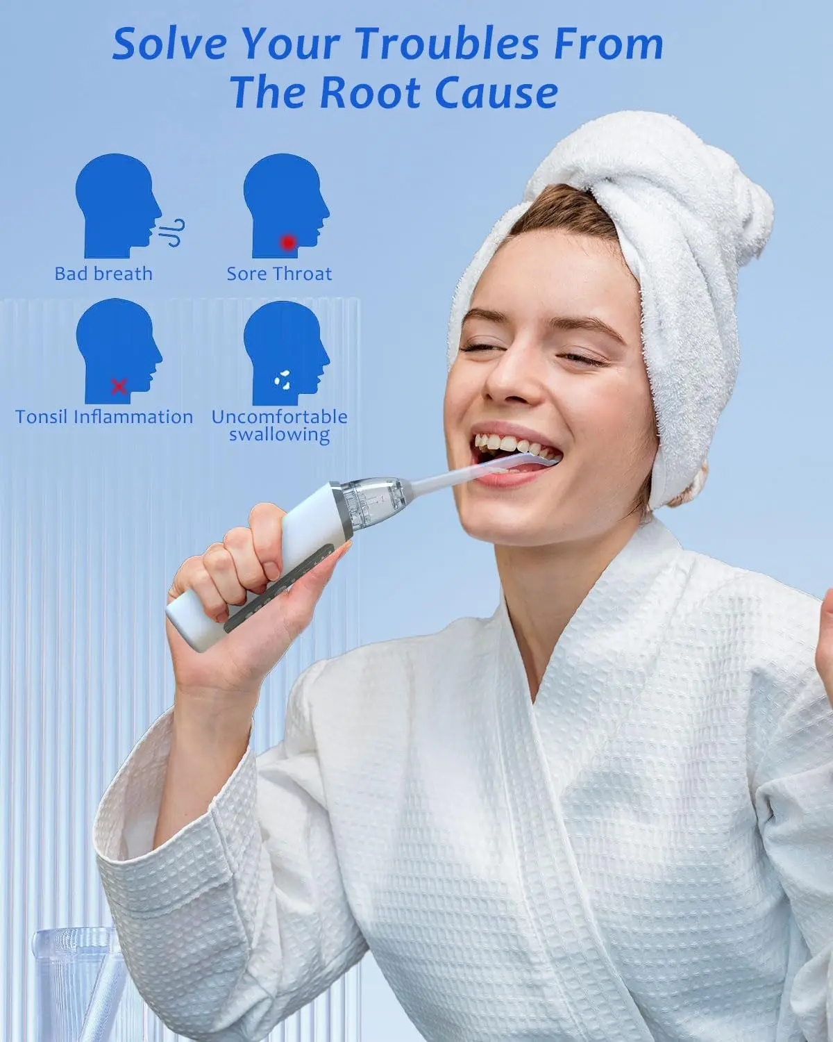 Electronic Vacuum Tonsil Stone Remover Kit with LED light 8 Suction Modes Anti Bad Breath Oral Fresh Care&Tongue Coating Scraper view 4