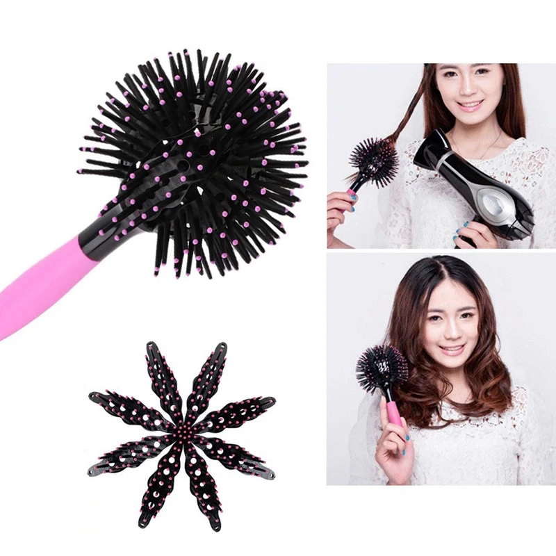 3D Round Hair Brushes Comb Salon make up 360 degree Ball Blow Drying Detangling Monodisperse Heat Comb styling Tools