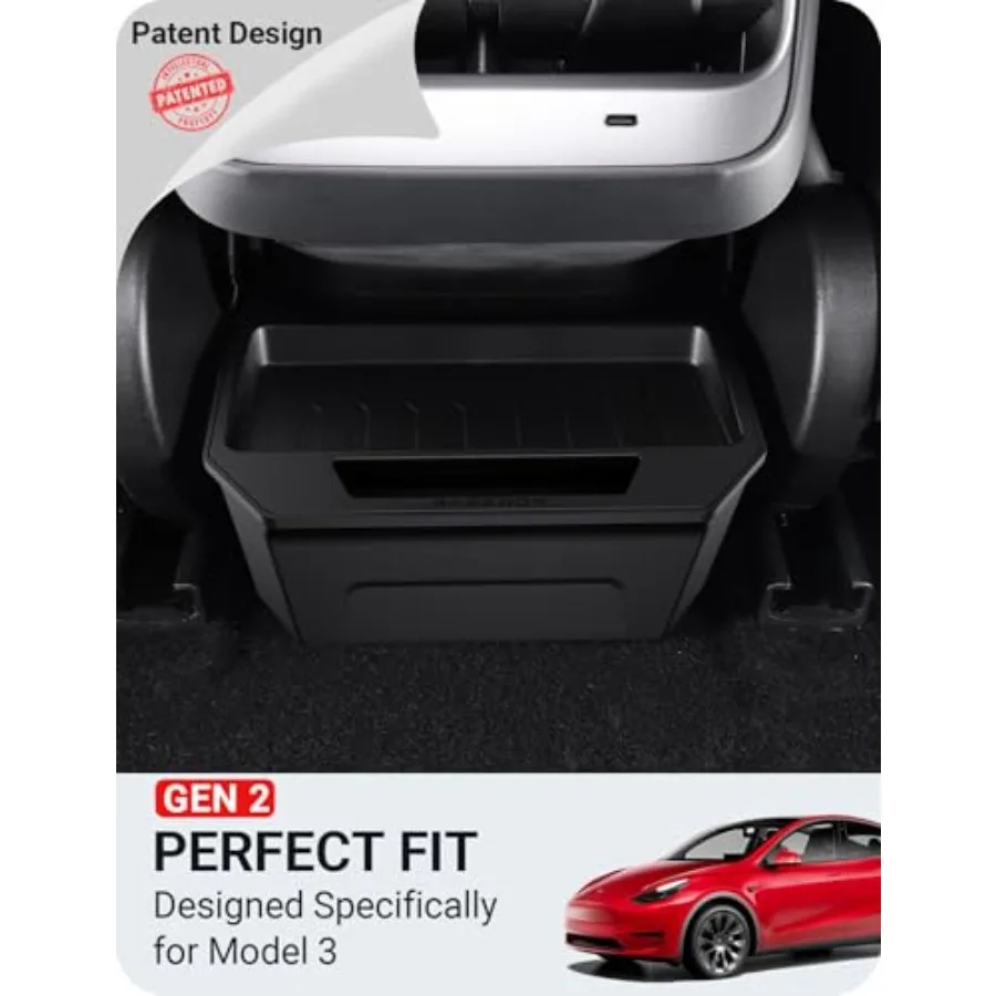Trash Can, Rear Center Console Organizer Tray, Backseat Storage Box with Lid Cover for Interior Accories Not Fit