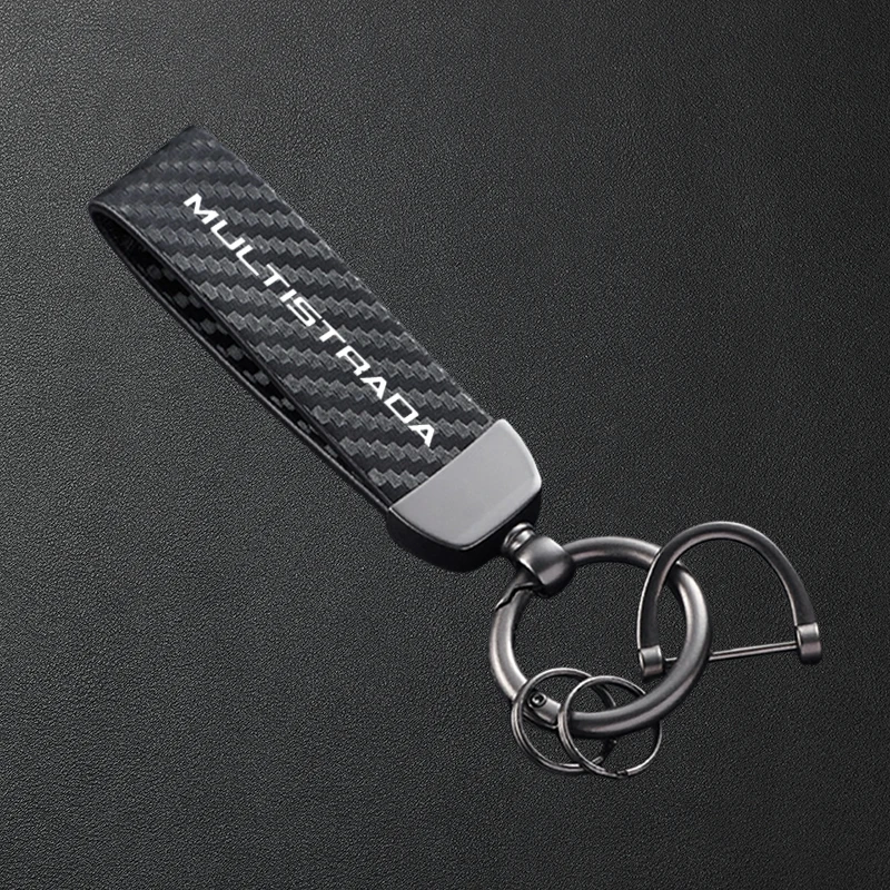For DUCATI Multistrada 950 1100 1260 1200 S GT 1200S V4 High-Grade Carbon Fiber Patterned Motorcycle Keychain Metal Keyring