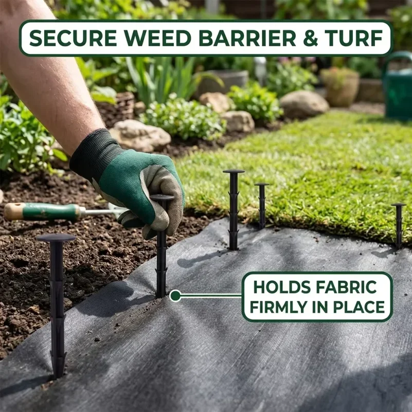 yesPlastic Garden Staples Landscape Fabric Pins, Heavy Duty Ground Pegs for Securing Greenhouse Insect Net Shade Cloth Weed Barr
