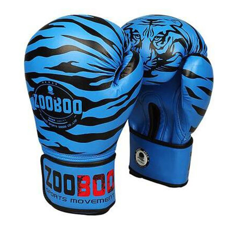 Guantoni da boxe con stampa tigre in pelle PU MMA uomo donna guanti da boxe da combattimento Kick Muay Thai Gym Training Boxing