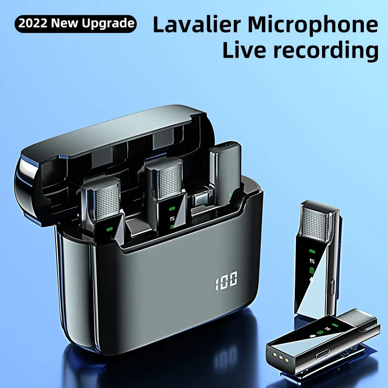 

Wireless Lavalier Microphone Compact Portable Lapel Mic Dual-Channel Recording LCD for iPhone Android Laptop Live Streaming New