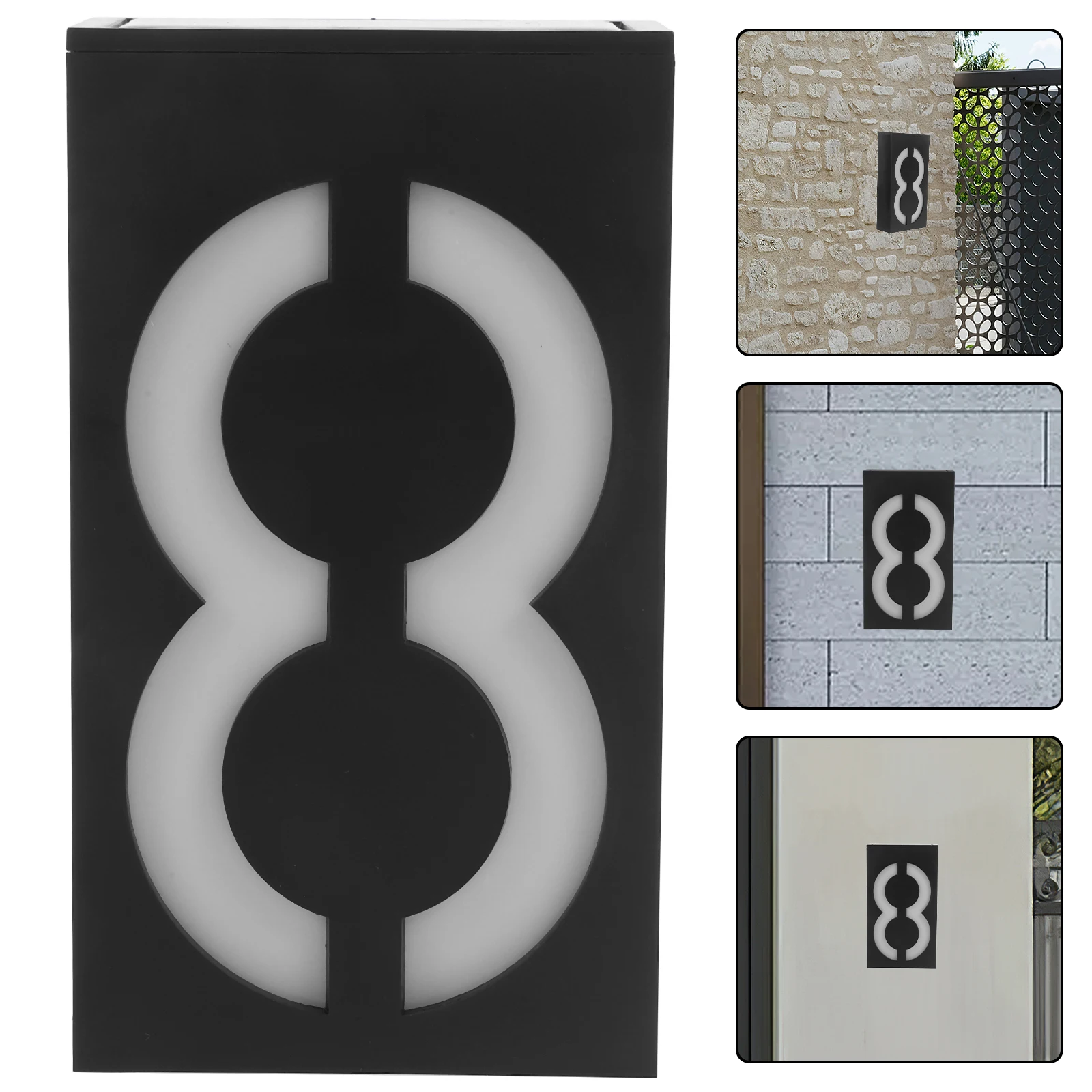 Solar Door Plate Address Sign Number Signs Light House Black Front Numbers Plaques
