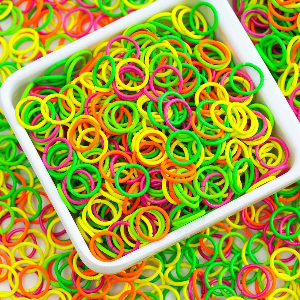 

100pcs Fluorescent Color Metals Link Ring DIY Necklaces Bracelets Cell Phone Chains Keychain Orifice Ring Connectors Accessories