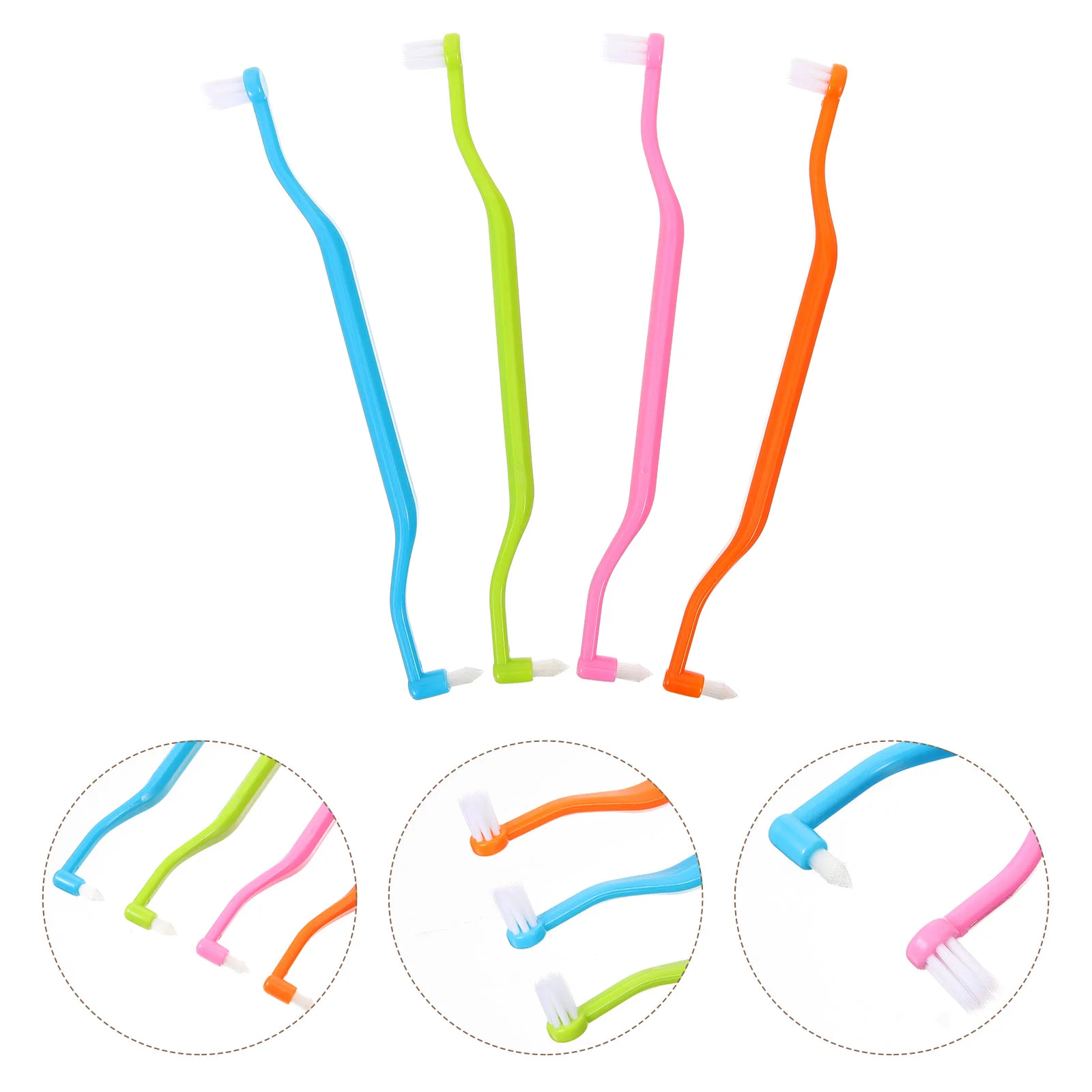 4 Pcs Double Headed Toothbrush Dental Travel Household Plastic Ergonomic Toothbrushes Interspace Compact