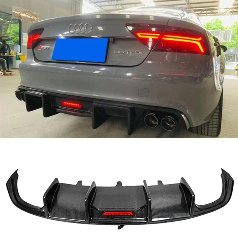 For Audi A7 S Line S7 C7.5 2016 2017 2018 Real Carbon Fiber Rear Diffuser Kit Lip Spoiler High Quality Refits Splitters