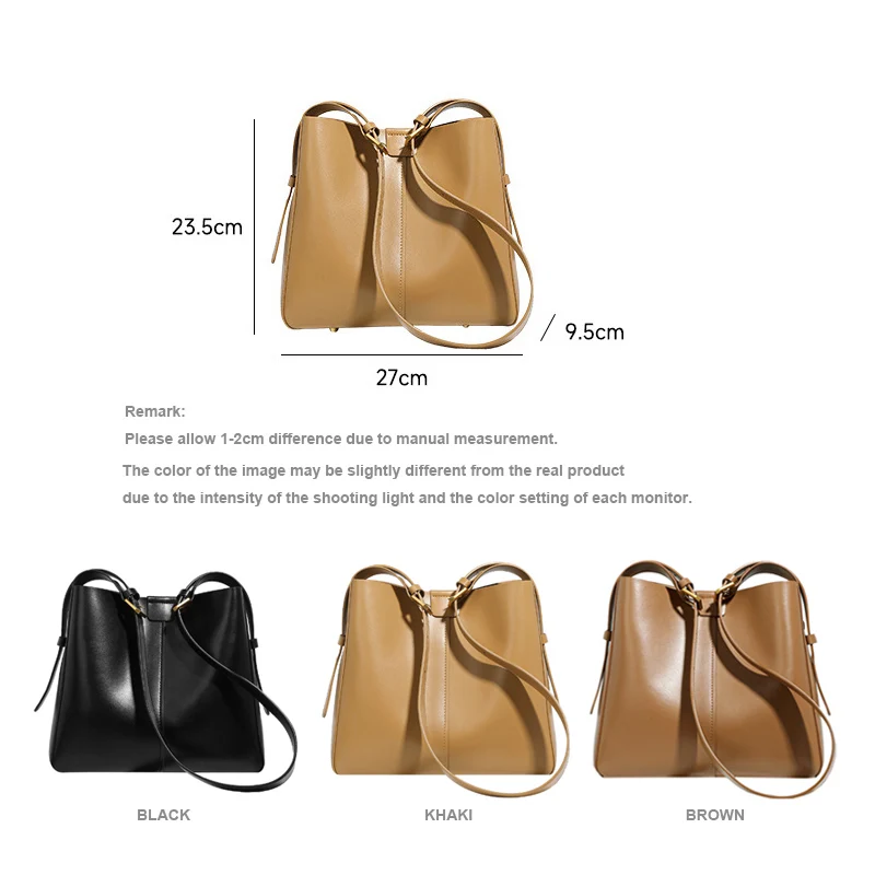 Women\'s Bag 2024 New Bucket Bag Soft Split Cowhide Leather Crossbody Shoulder Bag Messenger Tote Large Capacity Commuter Handbag